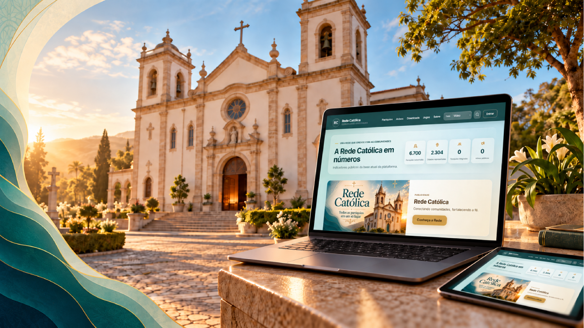 Arte publicitária de Gestão paroquial começa com a Rede Católica